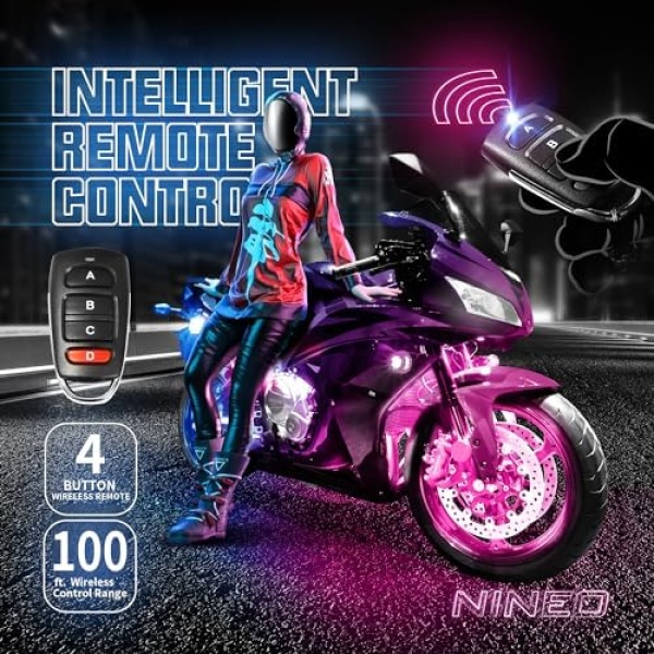 NINEO 8PCS Motorcycle LED Light Kit, RGB Underglow Lights with Brake Light Fit - Image 6