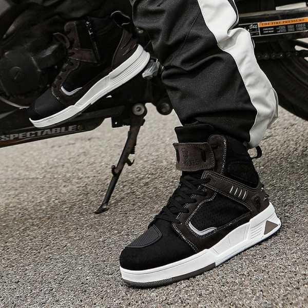 Motorcycle Leather Boots,Street Riding Shoes,Anti-Slip Side Zipper Shoes - Image 4